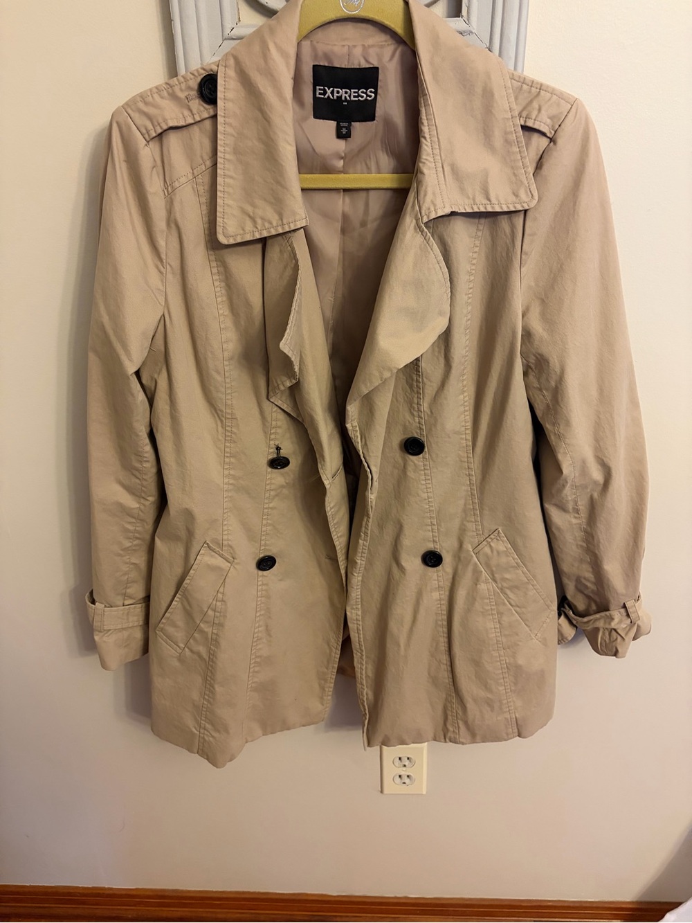 Express Women's Beige Mid length Trench Coat Jacket